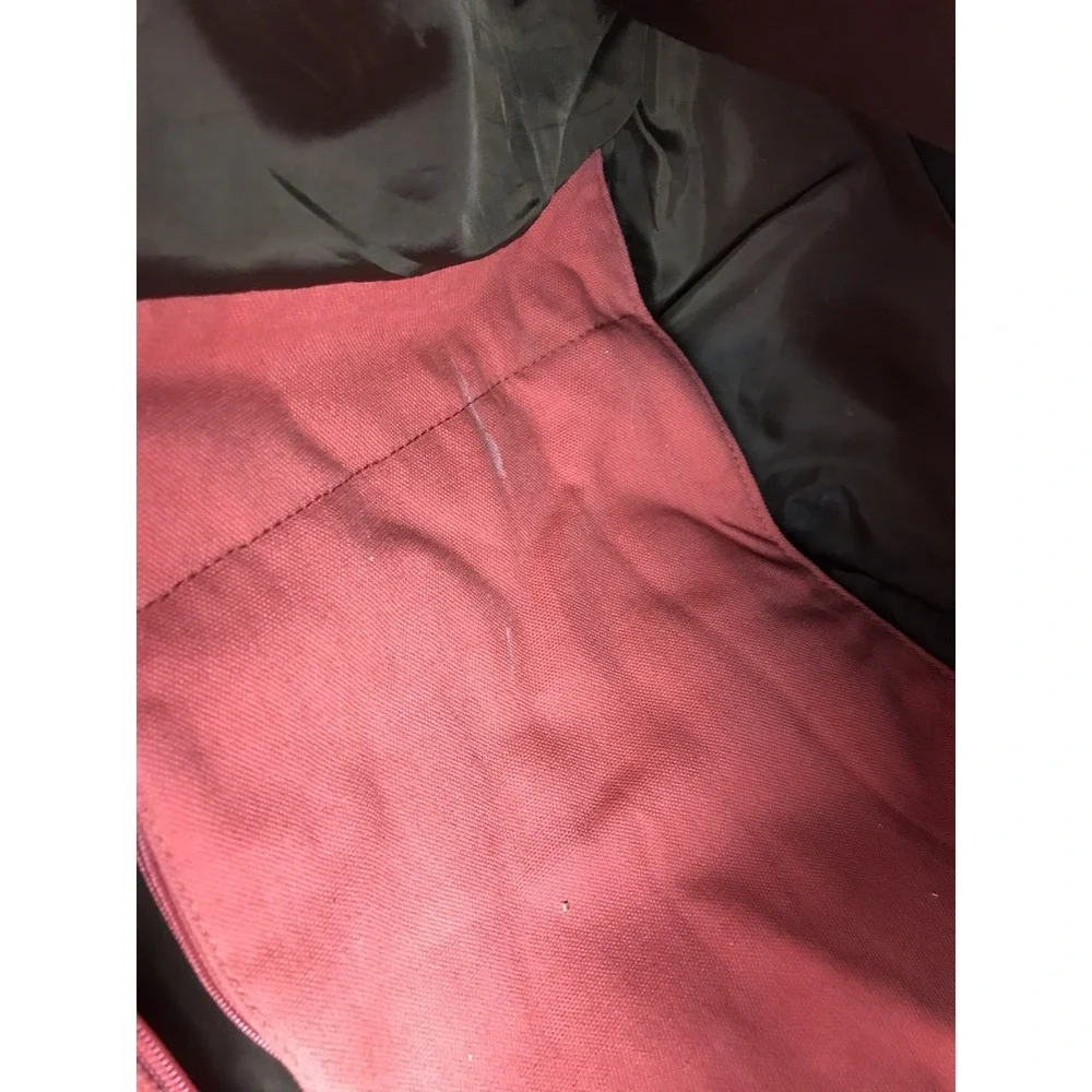 Restoration Hardware Large Canvas Tote Heavy Bag Leather Handles Zip Coral